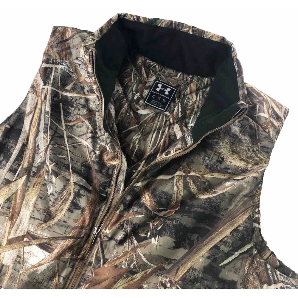 Under Armour Camo Vest Mens XL Skysweeper Down Packable Realtree Hunting Fishing